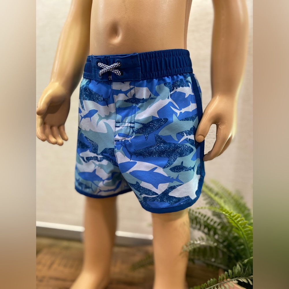 Wonder Nation Baby Boys Blue Shark Swim Shorts 12M Toddler Beach Swimwear